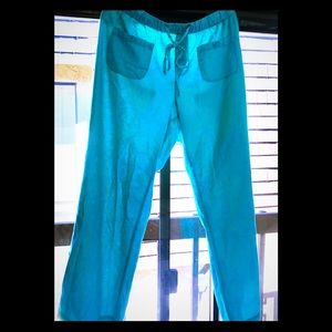 beautiful aqua  linen pants